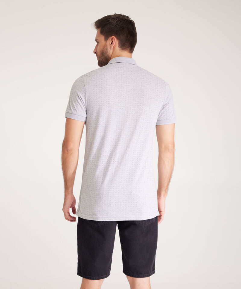 Polo Estampada Cuello Y Puños Tejidos Unicolor Sin Bolsillo Con Silueta Slim Fit