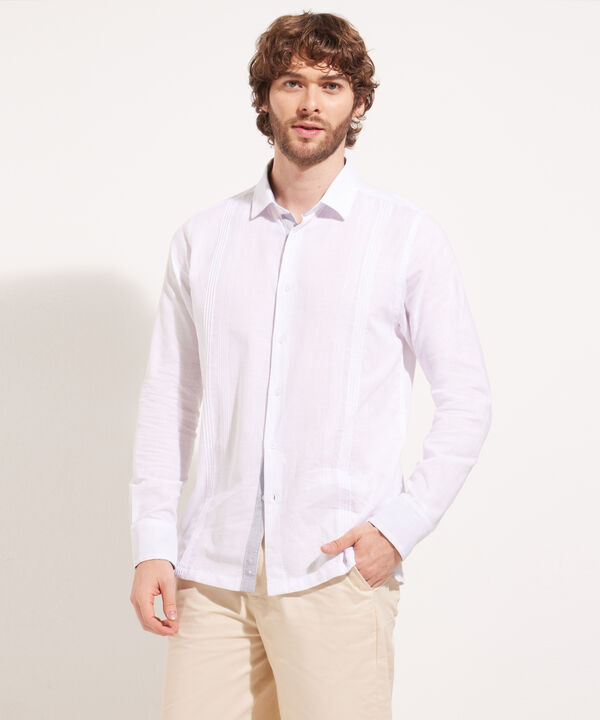 Camisa Guayabera Manga Larga Sin Bolsillos image number null