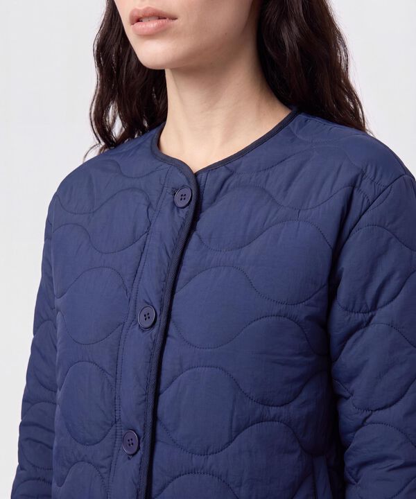Chaqueta Acolchada Cuello Redondo Para Mujer
