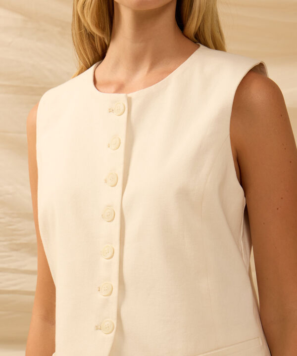 Chaleco Sastrero Con Botonadura Frontal Mujer