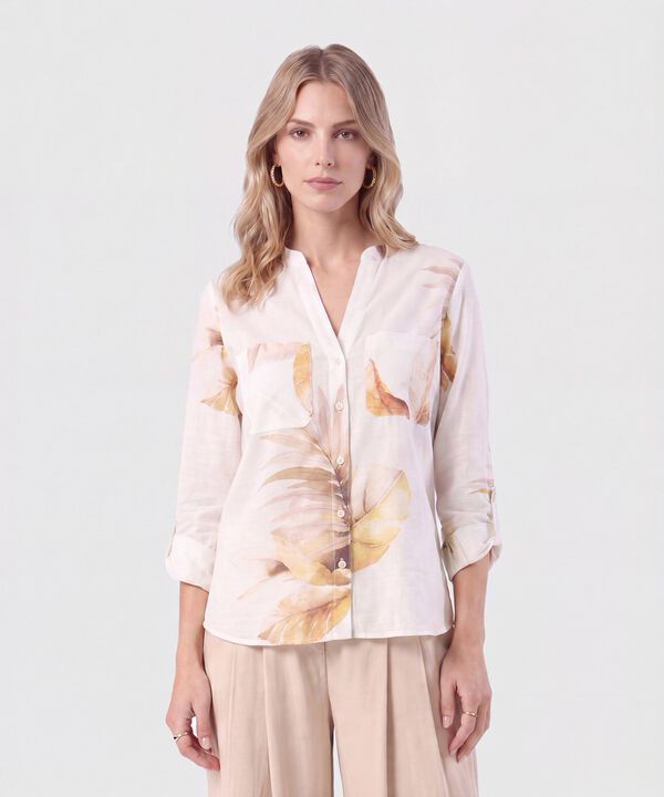 Blusa Cuello V Con Bolsillos Para Mujer image number null