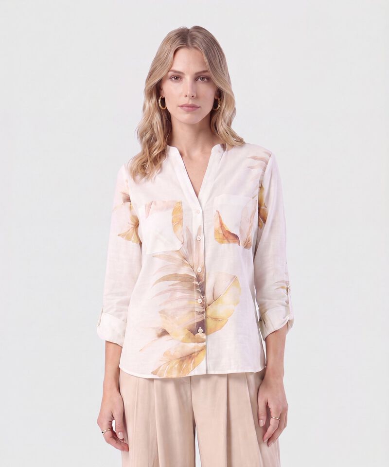 Blusa Cuello V Con Bolsillos Para Mujer