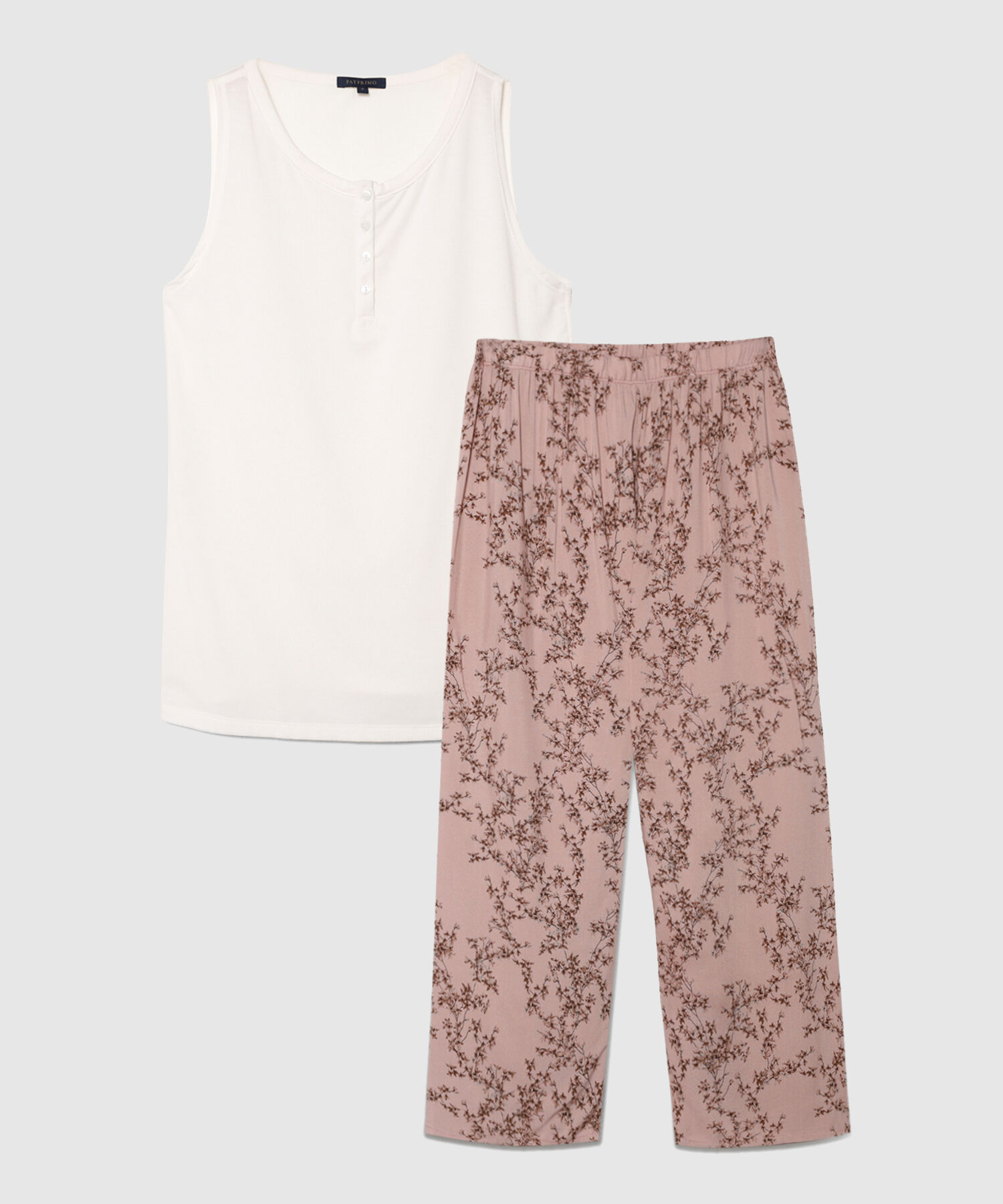 Pijama Camiseta Manga Sisa Y Pantalón Capri Estampado