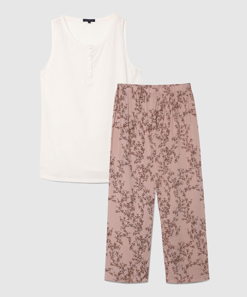 Pijama Camiseta Manga Sisa Y Pantalón Capri Estampado