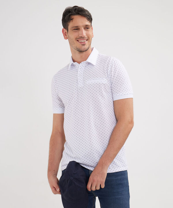 Polo Estampada Cuello Maquina Con Bolsillo Ribete image number null