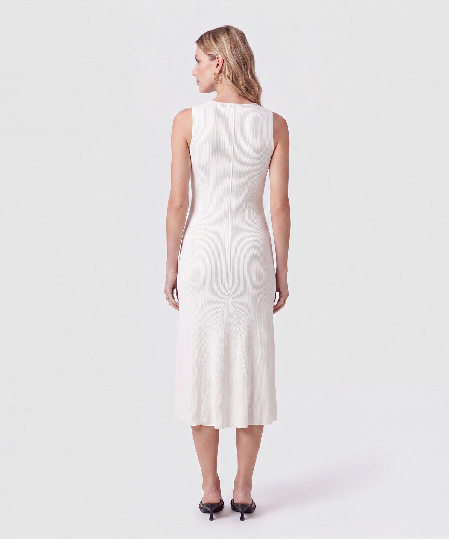 Vestido Midi Tejido Cuello V Para Mujer
