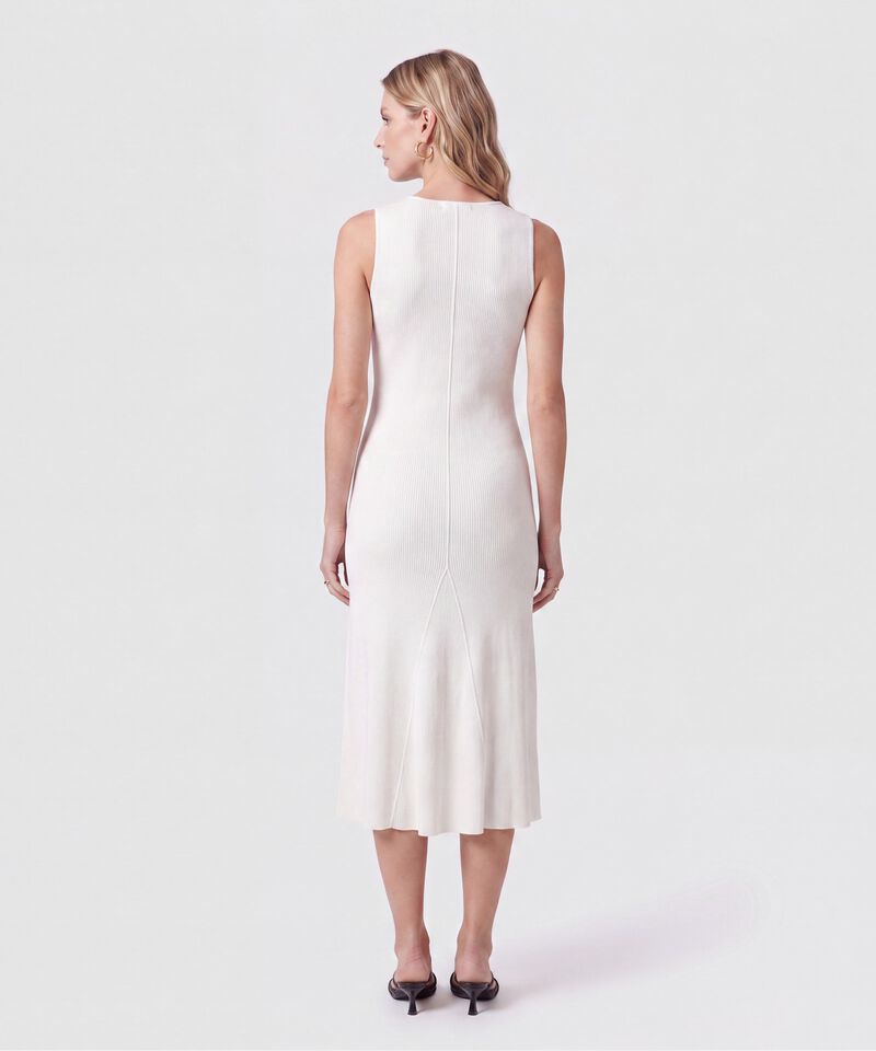 Vestido Midi Tejido Cuello V Para Mujer