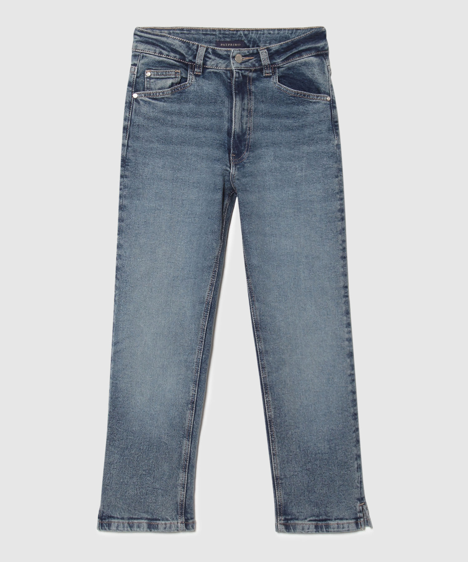 Jean Straight Crop Con Abertura