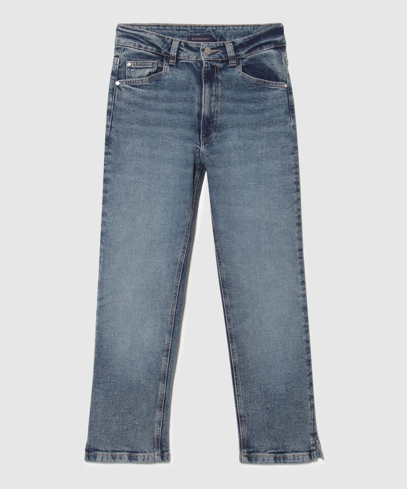 Jean Straight Crop Con Abertura