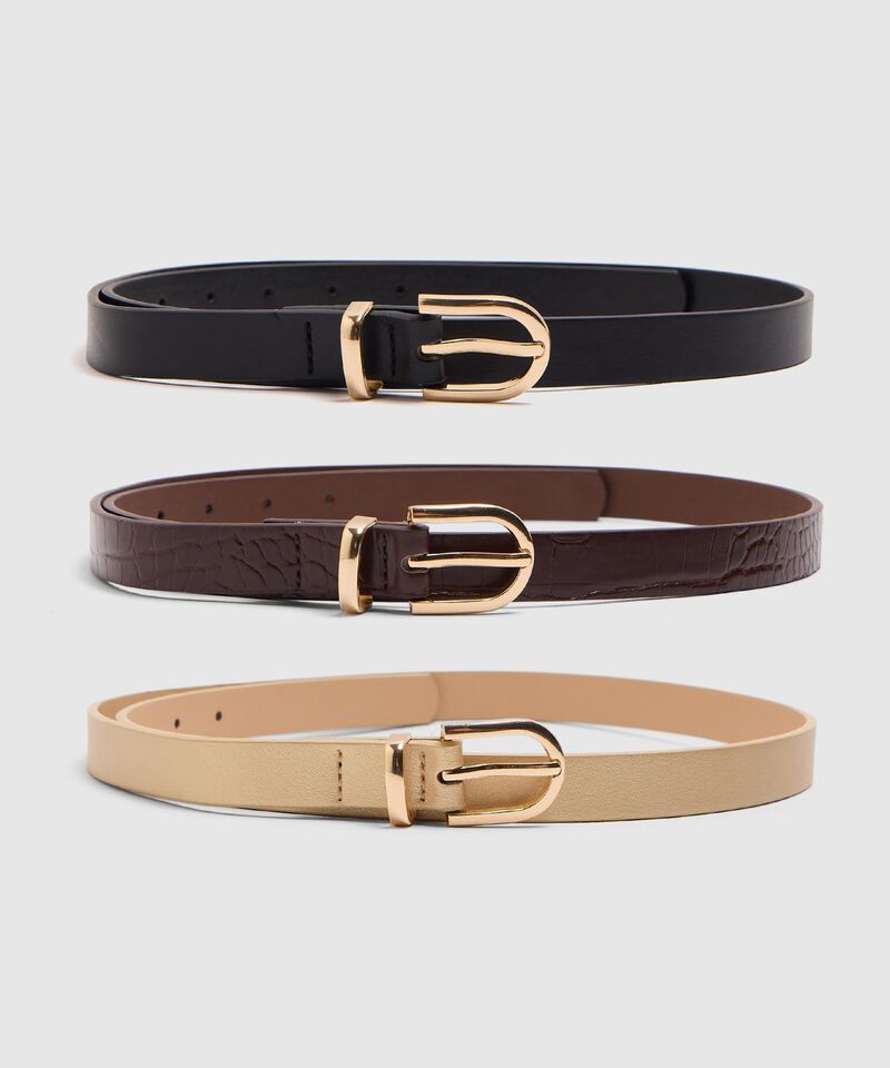 Set X3 Cintur&oacute;n Delgado Con Hebilla Ovalada Mujer