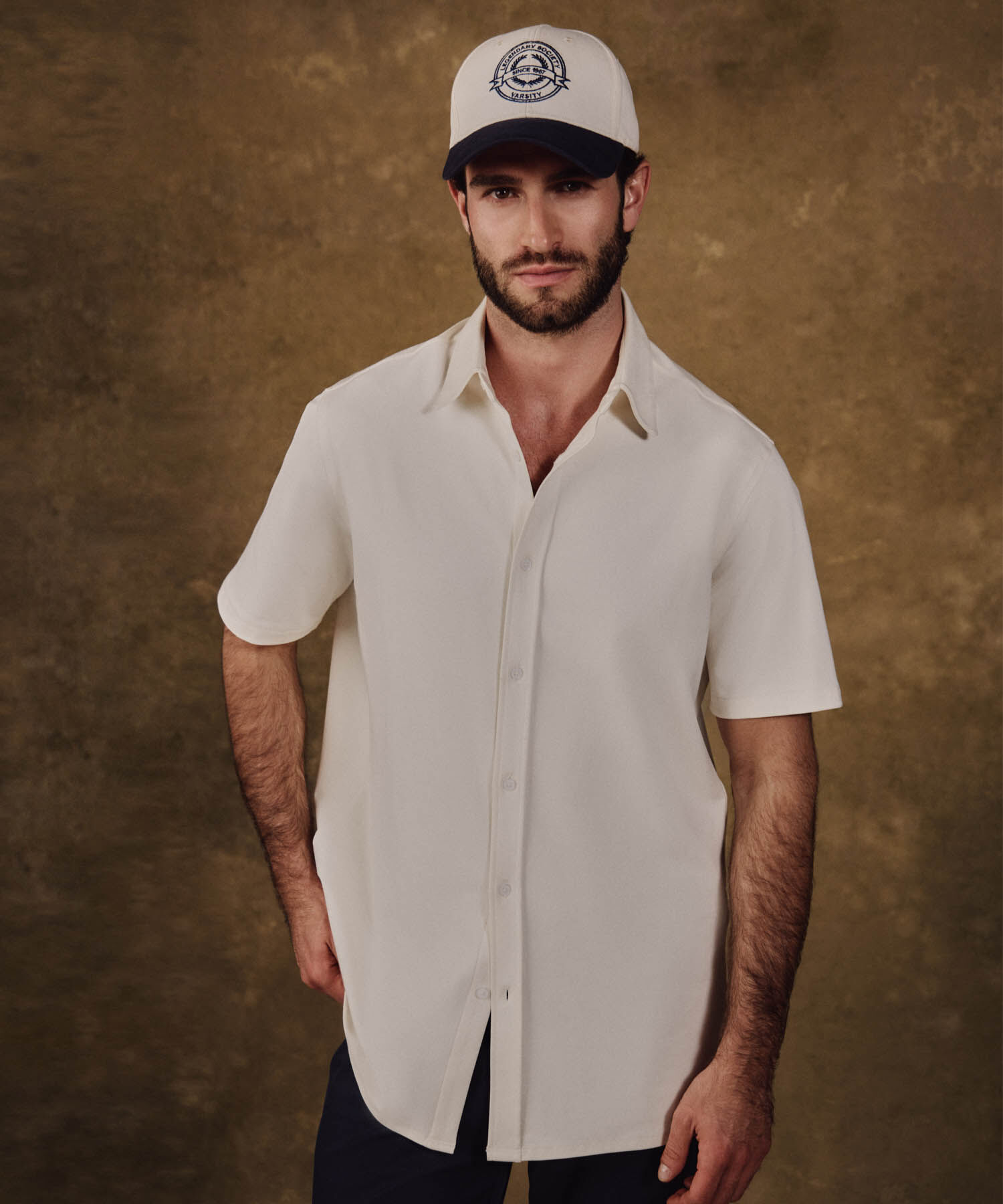 Camisa Manga Corta Unicolor Para Hombre