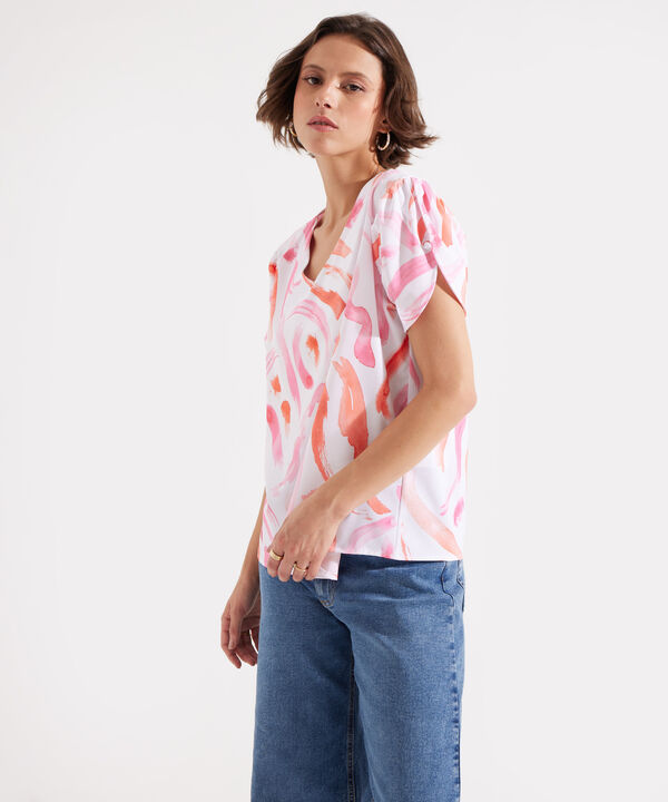 Blusa Estampada con Escote en V