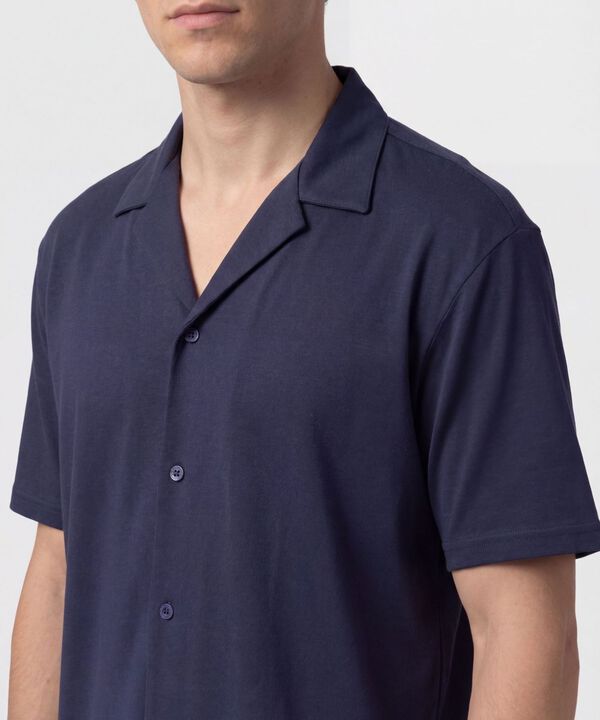 Pijama Unicolor Con Cuello Camisero Para Hombre