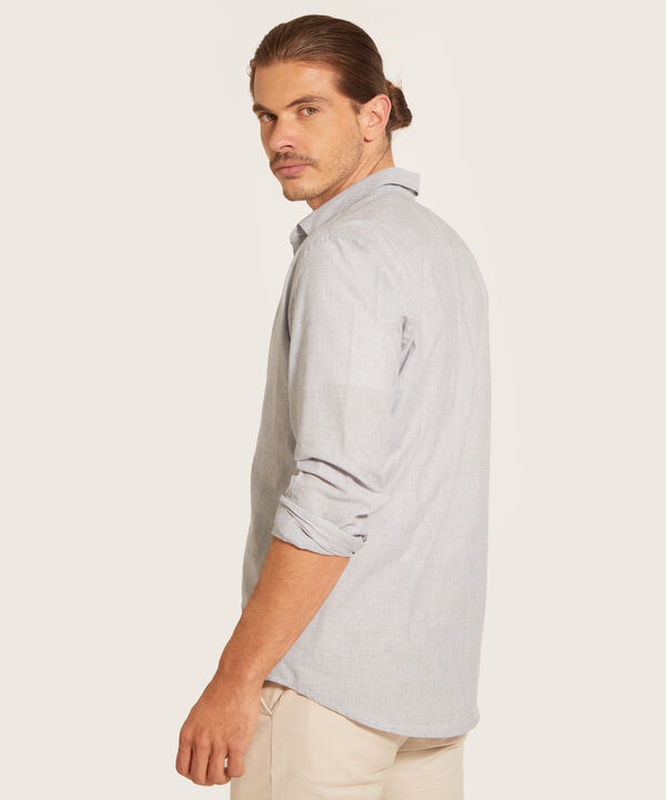 Camisa Manga Larga Textura Cuello Camisero