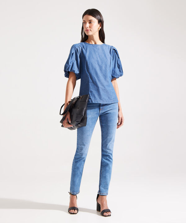 Blusa Manga Corta en Denim