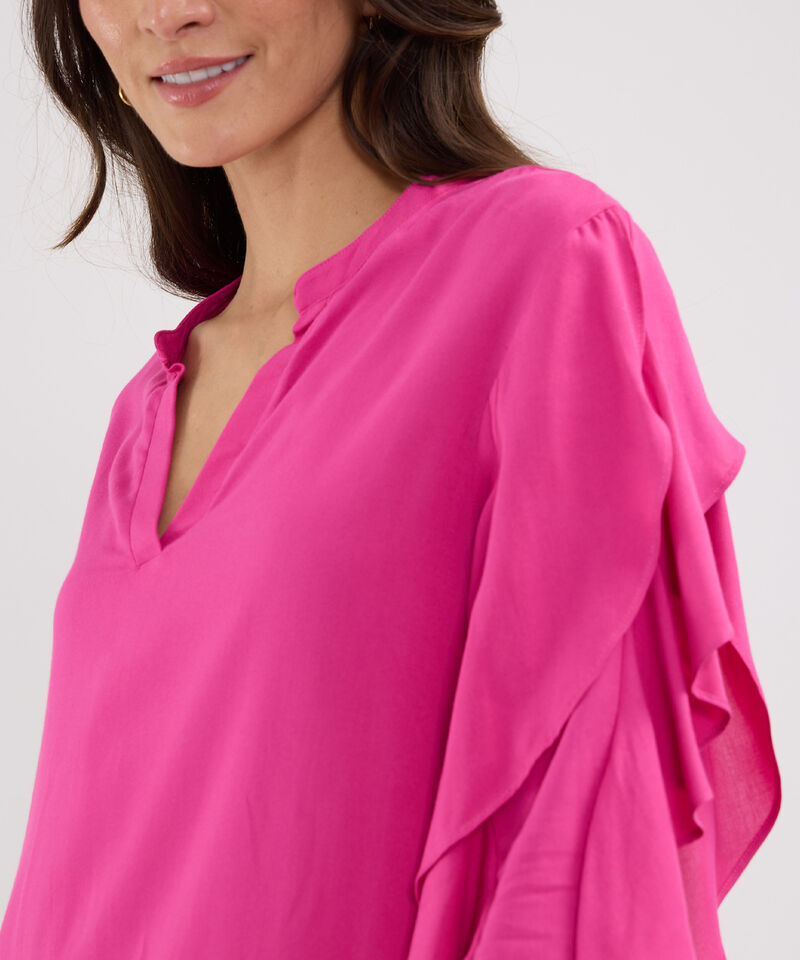 Blusa Unicolor Cuello Tipo Neru, Manga 3/4 Con Boleros
