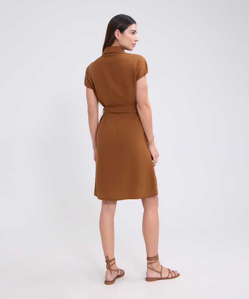 Vestido camisero manga corta para mujer