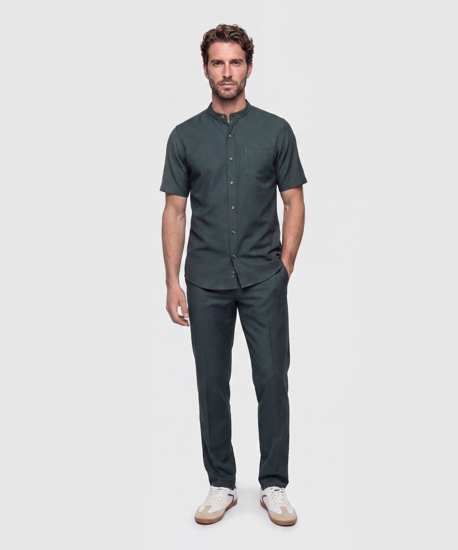 Camisa Cuello Neru Manga Corta Hombre