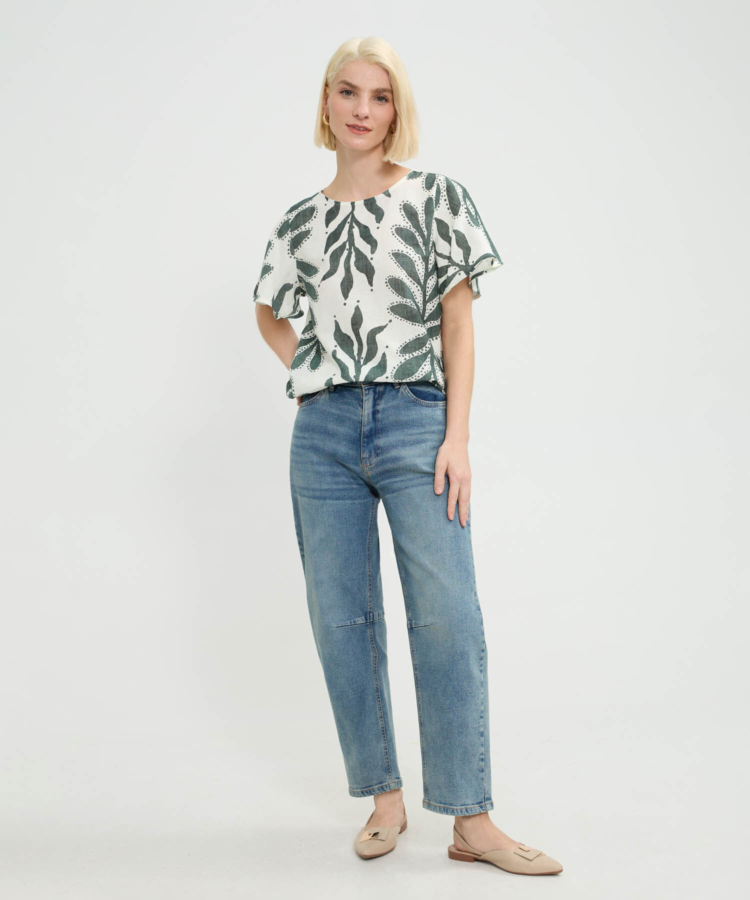 Blusa Manga Corta Acampanada Estampada