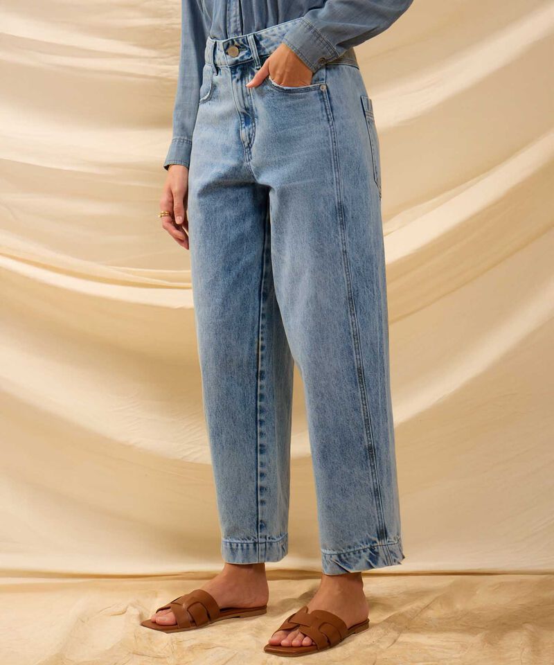 Jeans Recto Con Costura Lateral Para Mujer