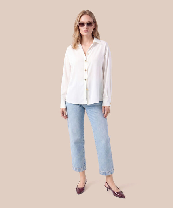 Camisa Con Botones Dorados Para Mujer