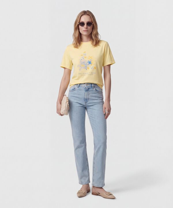 Jeans Rectos Cl&aacute;sicos Tiro Alto Mujer