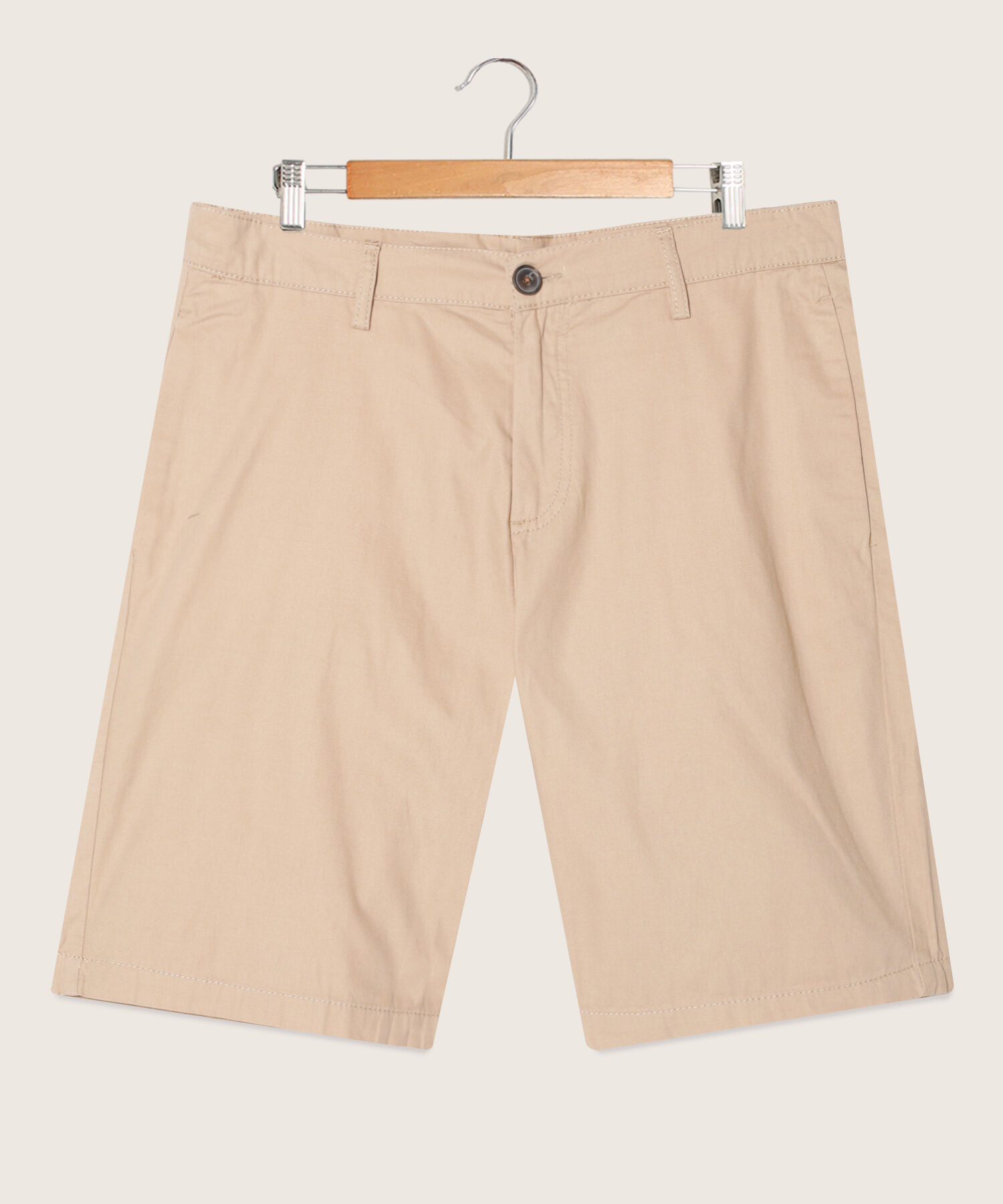 Bermuda Para Hombre Corta Unicolor Con Bolsillo Trasero