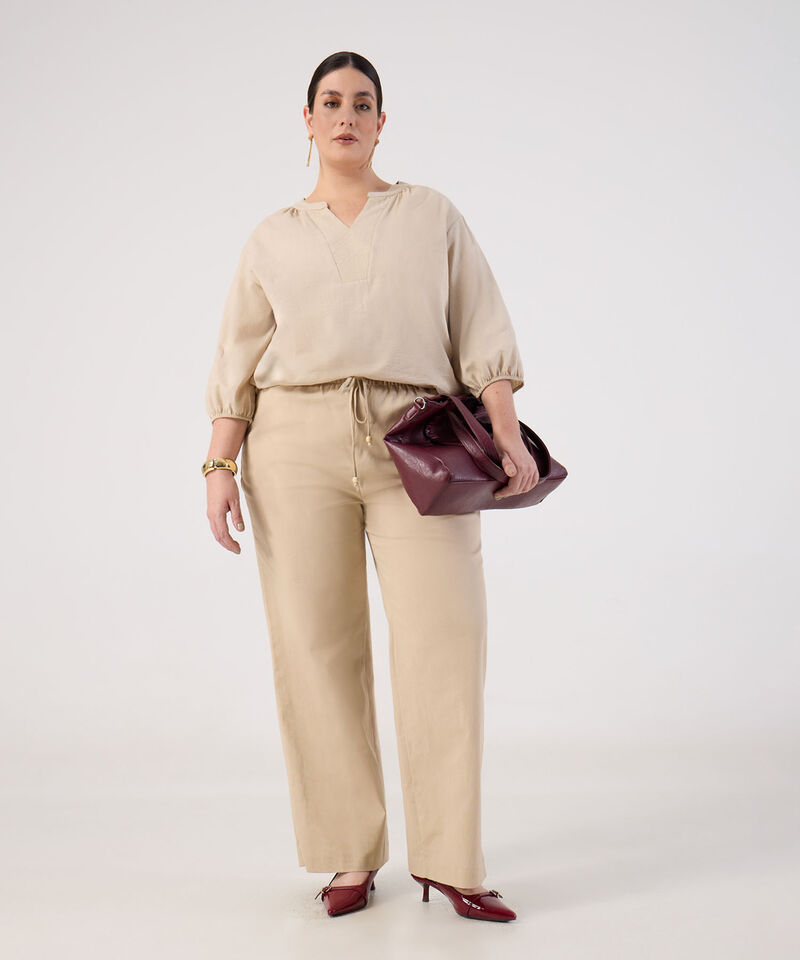 Pantal&oacute;n Fluido con El&aacute;stico y Cord&oacute;n Para Mujer Curvy