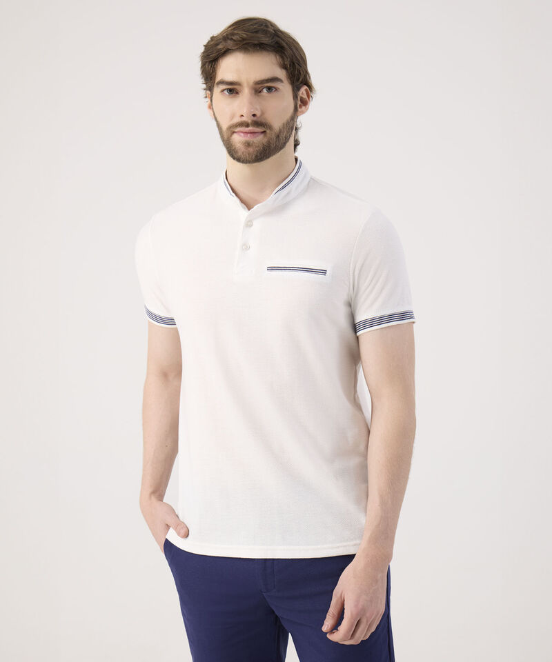 Polo Cuello Mao Unicolor Con Bolsillo Ribete