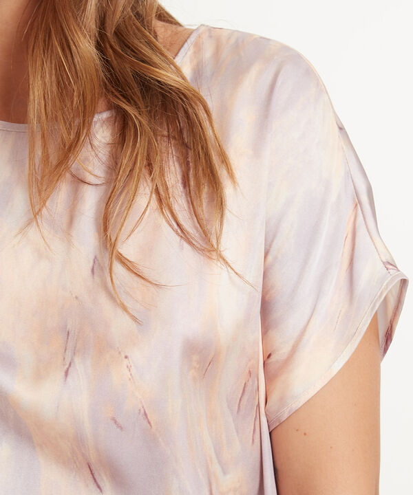 Blusa Manga Corta Rodada Escote Redondo, Estampada