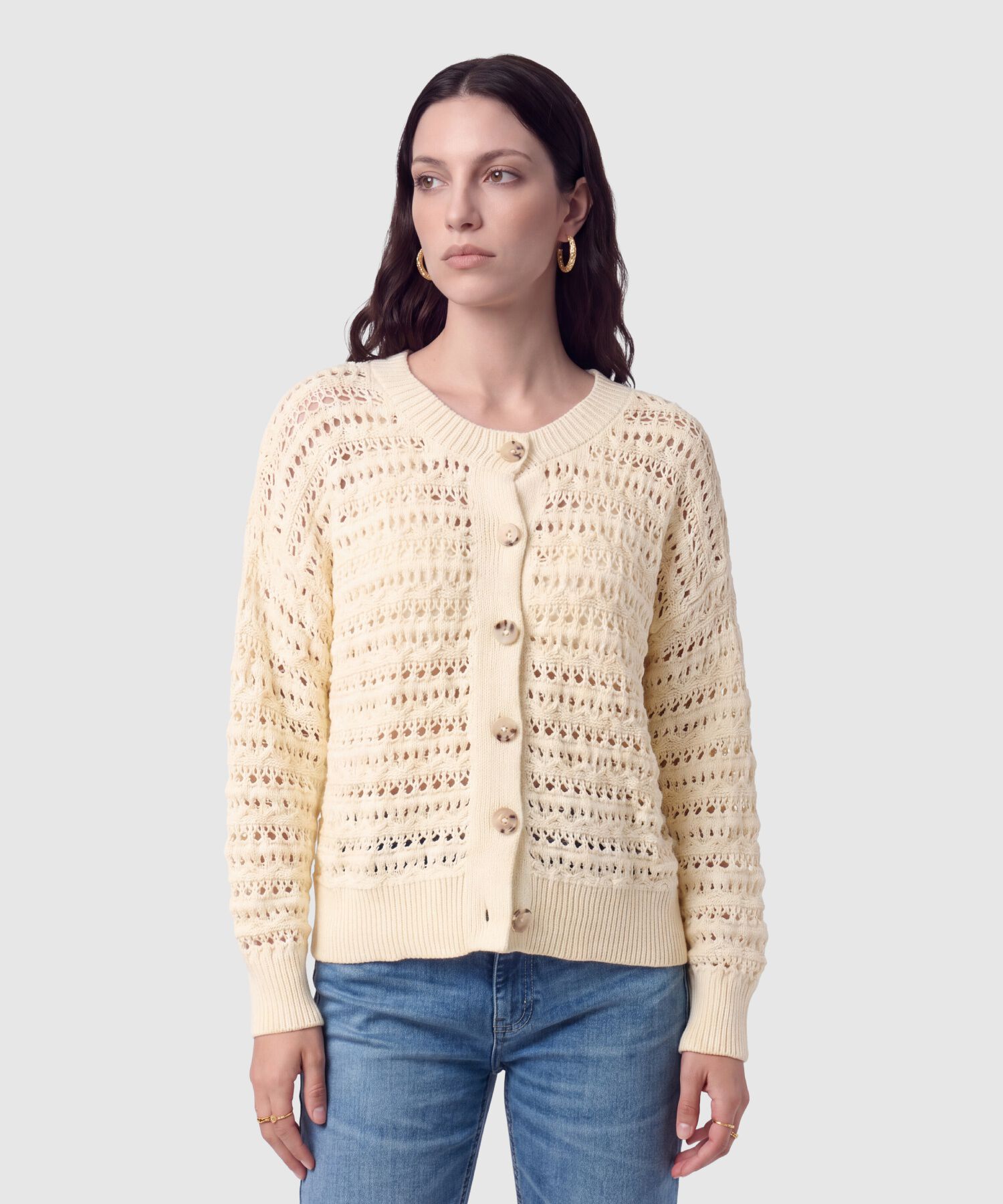 Saco Calado Con Botones Para Mujer
