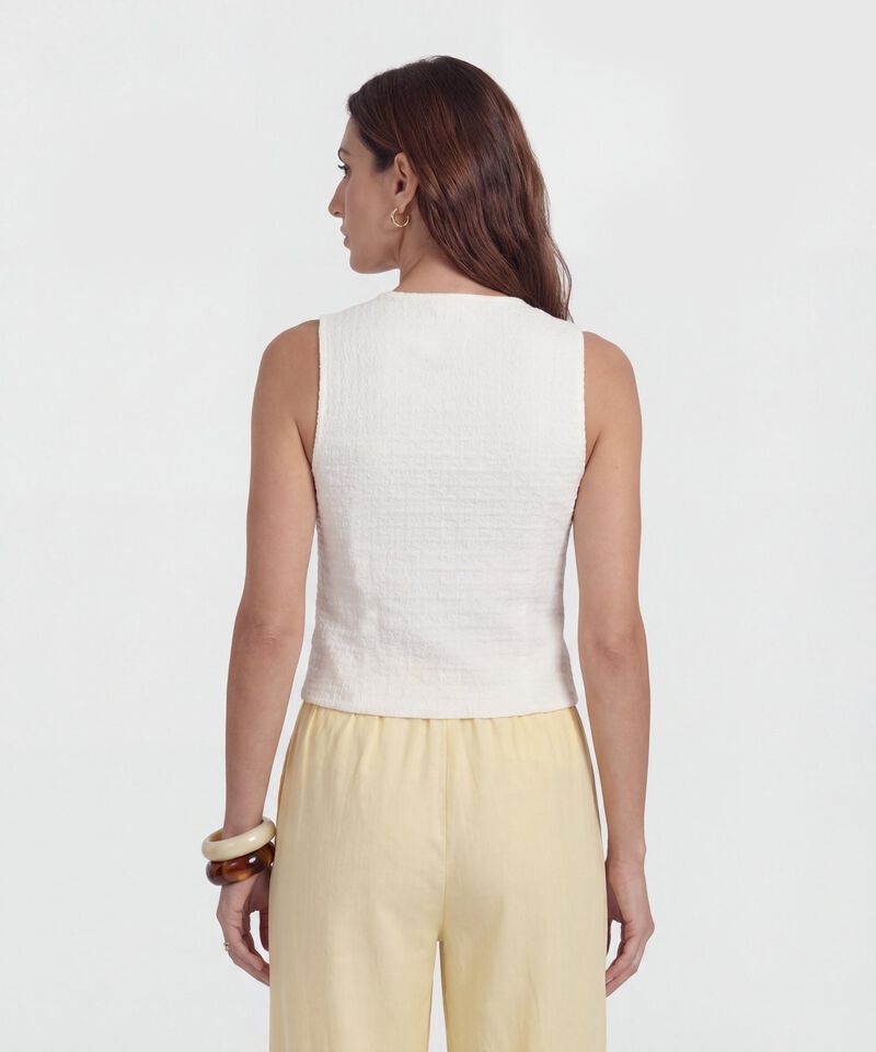 Chaleco Texturizado con Botones de Contraste para Mujer