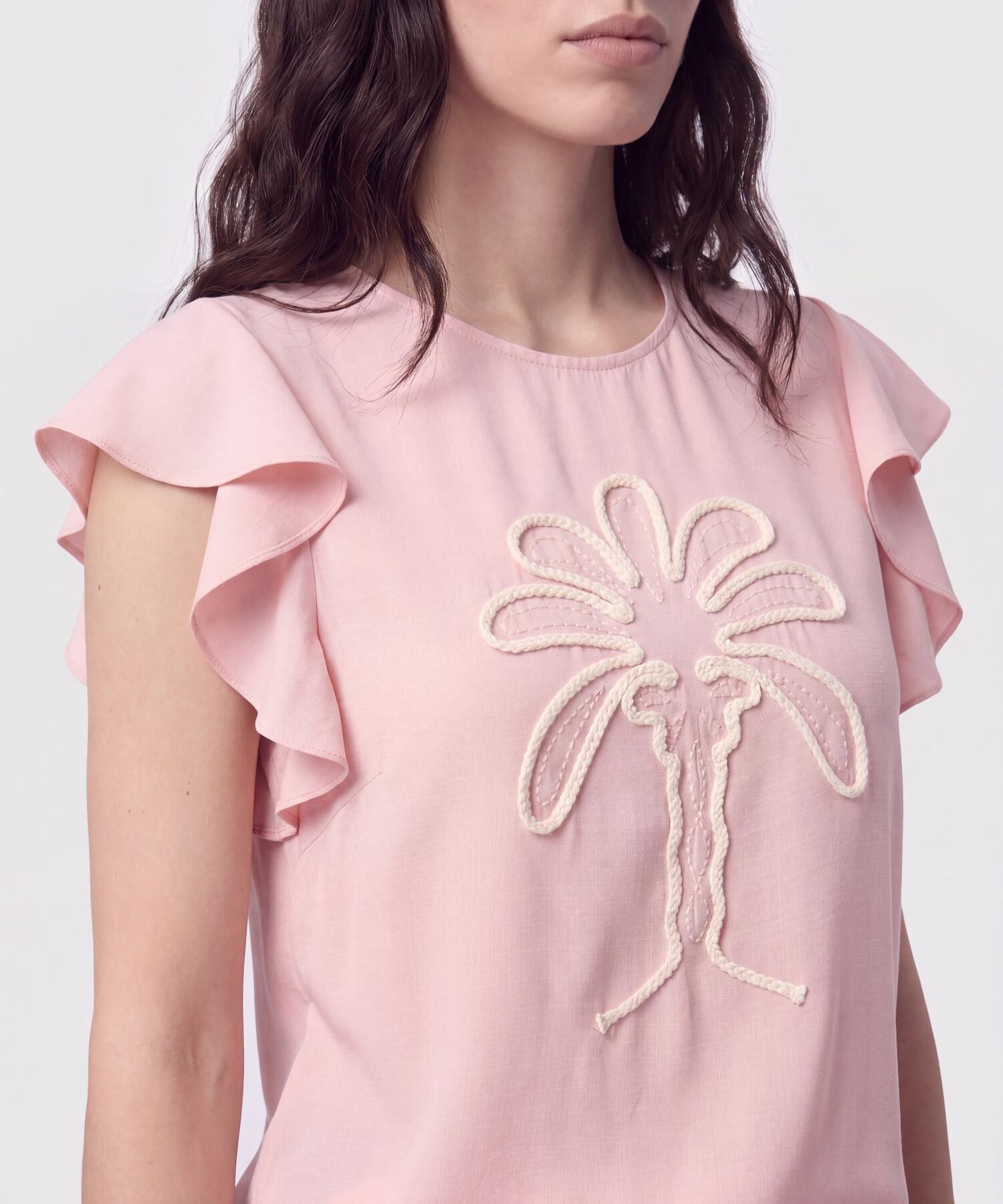 Blusa con Mangas de Volantes Mujer