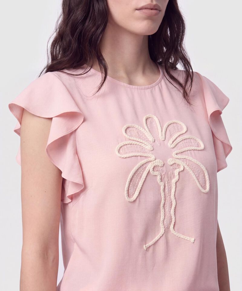 Blusa con Mangas de Volantes Mujer