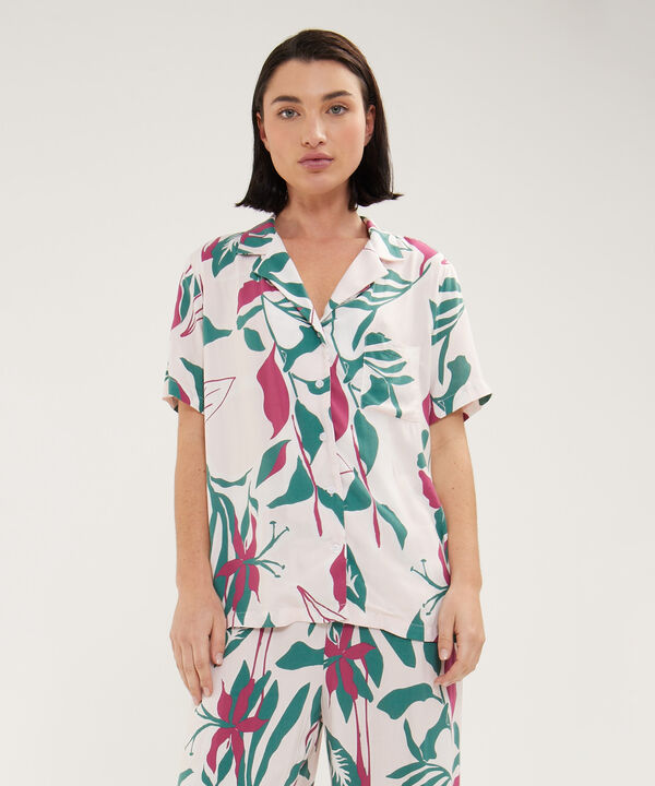 Pijama Camisa Resort, Pantalon Largo Estampado