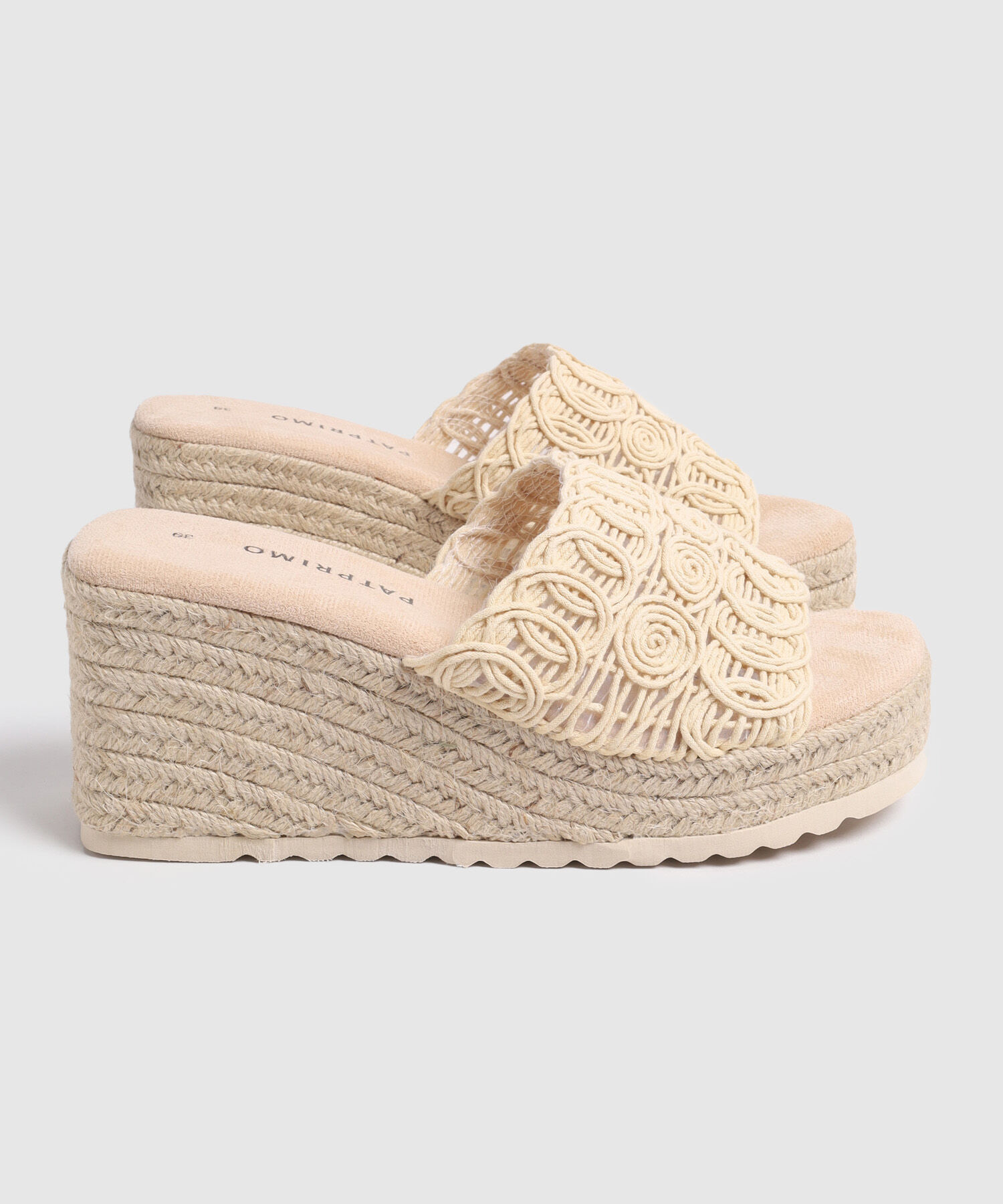 Sandalias De Plataforma Con Capellada De Macram&eacute; Para Mujer