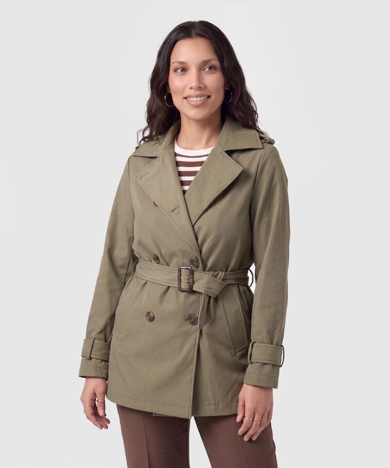 Chaqueta Cruzada Con Cintur&oacute;n Para Mujer