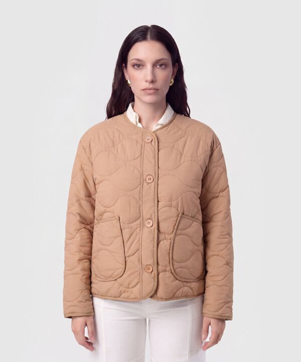 Chaqueta Acolchada Cuello Redondo Para Mujer