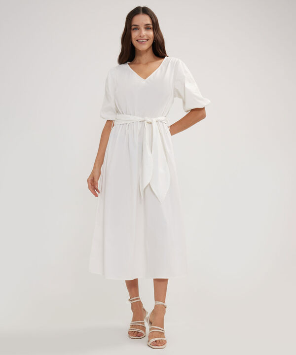 Vestido Unicolor Con Bordado