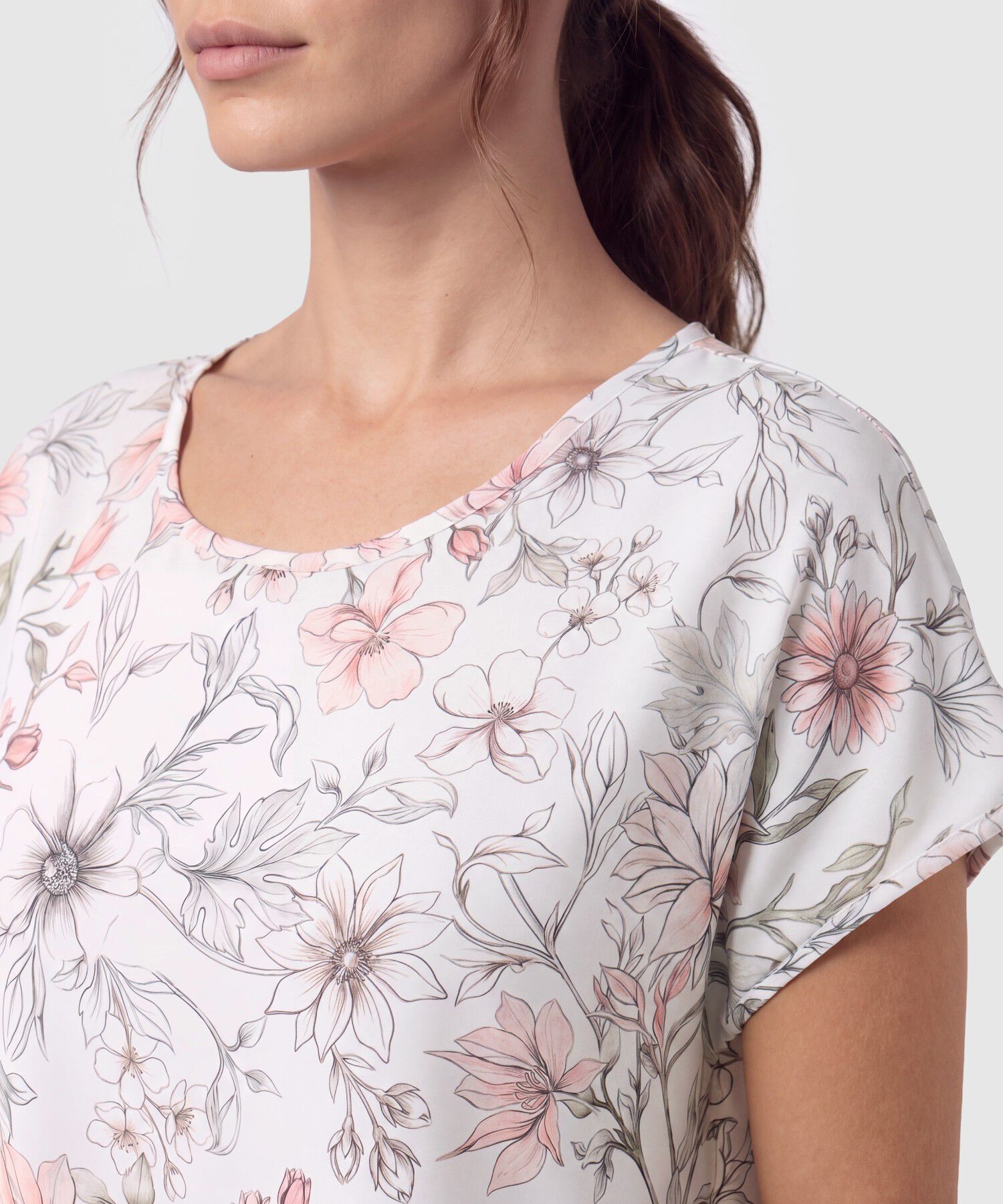 Blusa Manga Corta Ca&iacute;da Para Mujer