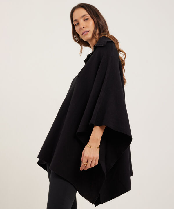 Saco Tipo Capa Con Cremallera Y Cuello Alto image number null