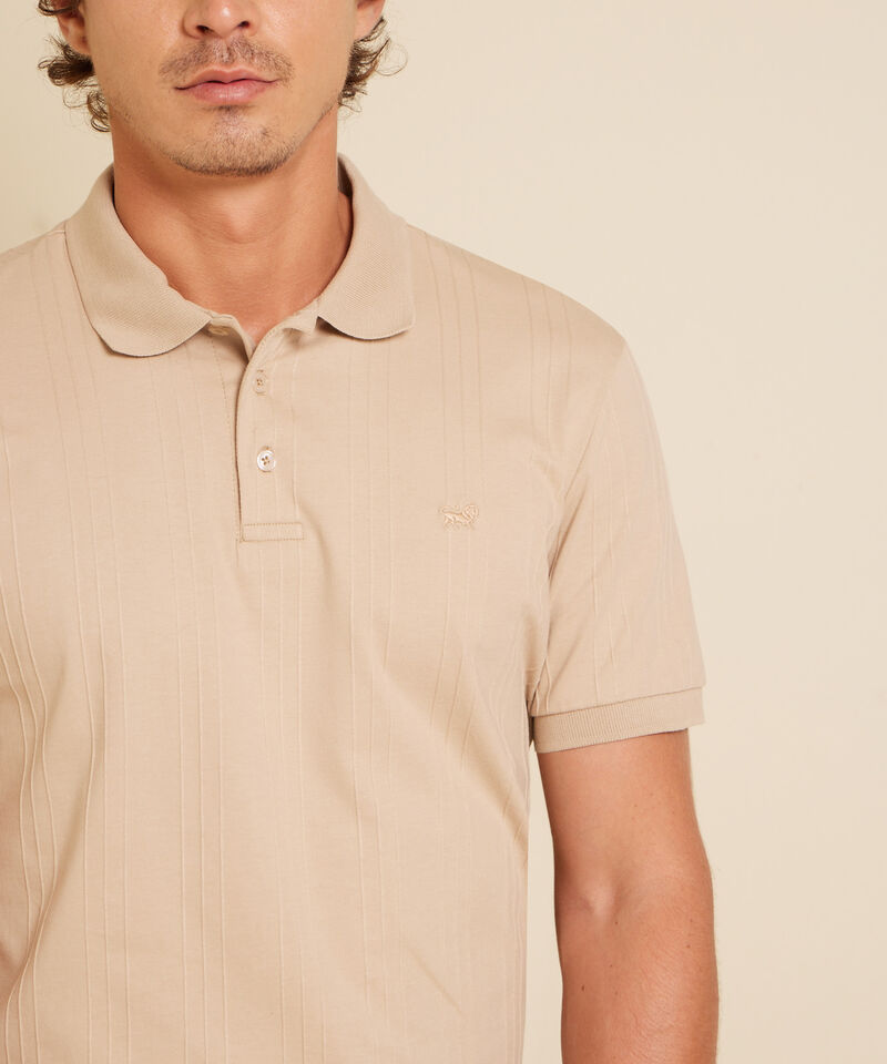 Polo Unicolor Con Textura Cuello Y Puños Tejidos Sin Bolsillo Con Silueta Regular Fit