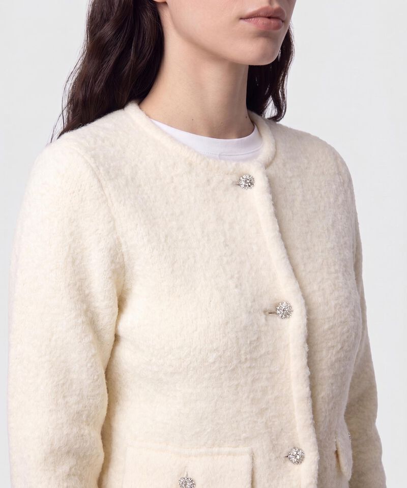 Chaqueta Texturizada Con Botones Para Mujer
