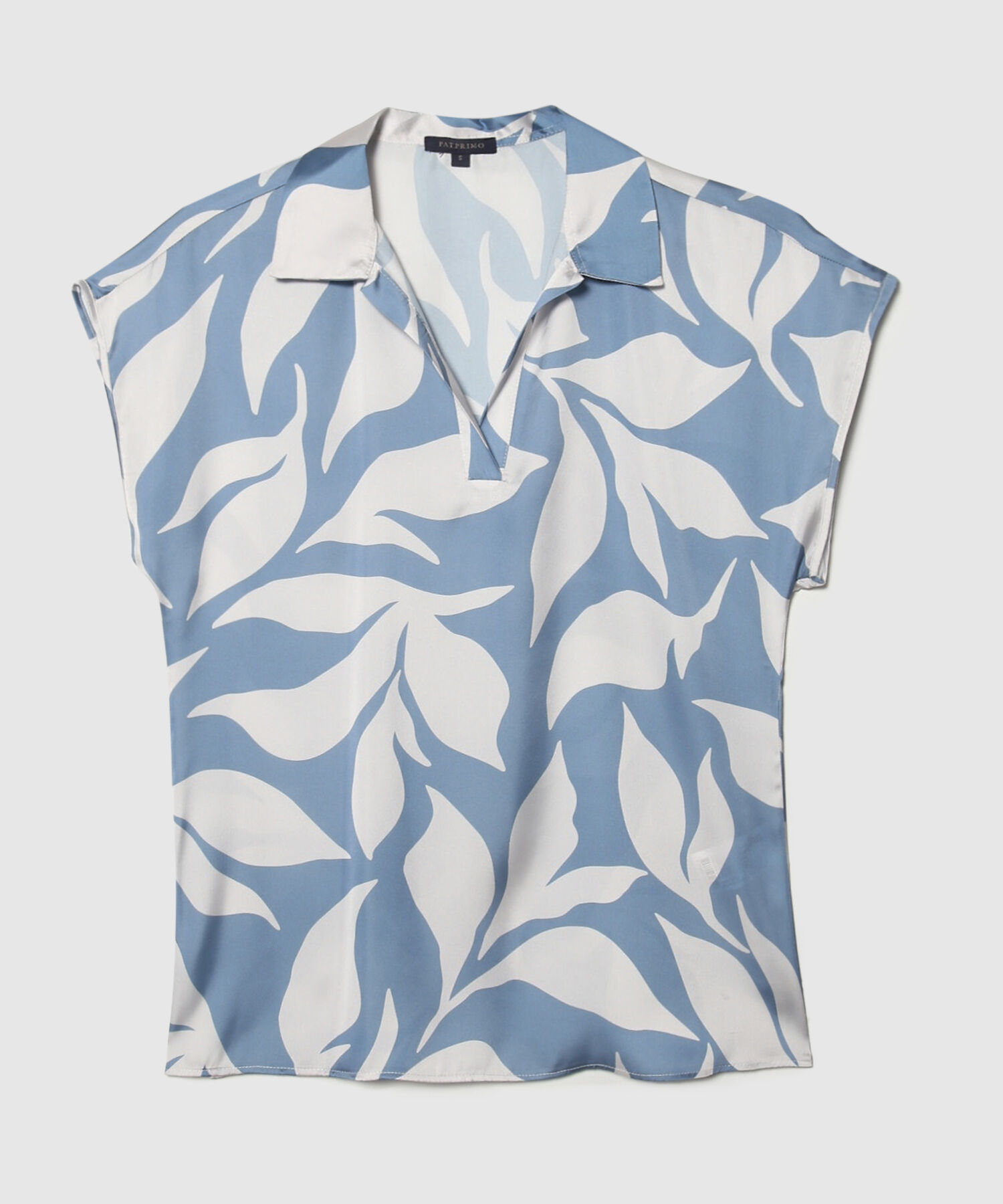 Blusa Manga Corta Corrida Estampada  En Satin