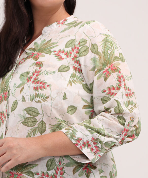 Blusa Manga Larga Estampada Con Charretera