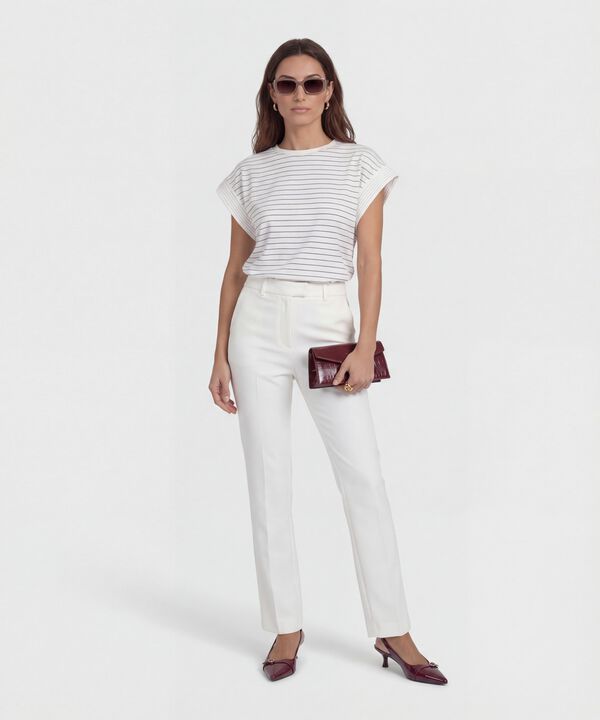 Camiseta Manga Corta con Doblez para Mujer