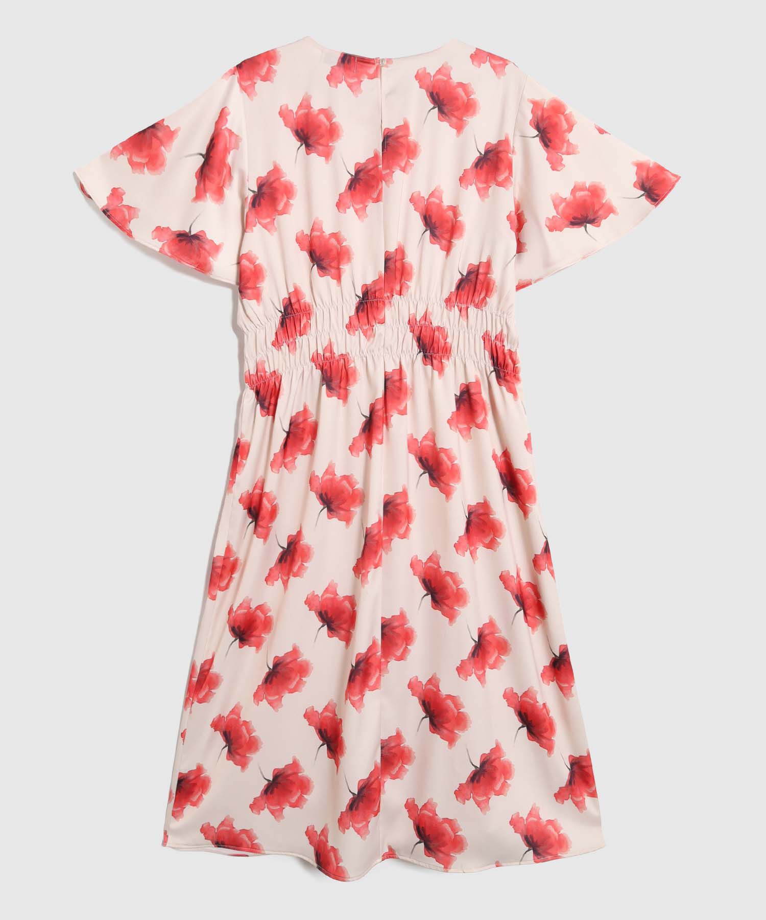 Vestido con Elástico en Cintura y Manga Mariposa Para Mujer Curvy