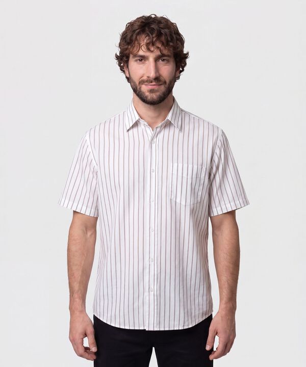 Camisa Listrada Con Bolsillo Para Hombre