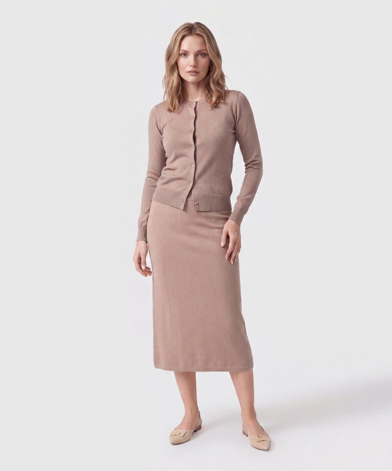 Falda Midi De Punto Con Pretina El&aacute;stica Mujer