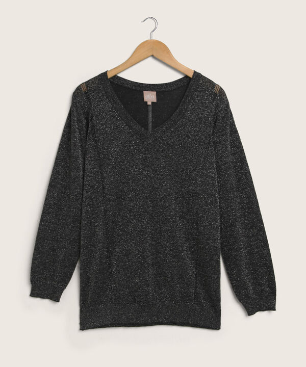Saco Manga Larga Cuello En V Tejido En Lurex